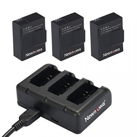 Newmowa 1300mAh Battery (3-Pack) and Charger for Gopro Hero 3