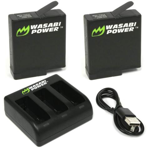 Wasabi Power1220mAh Battery (2-Pack) and Triple USB Charger for GoPro Hero 8 Black, Hero 7 Black, Hero 6 Black, Hero 5 Black, Hero 2018