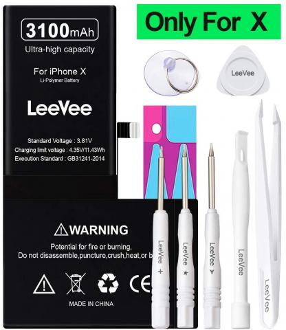 LeeVee Replacement Battery For iPhone X - 3100mAh