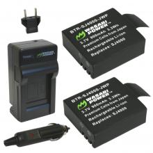 Wasabi Power Battery (2-Pack) and Charger for SJCAM M10, SJ4000, SJ5000