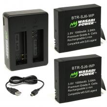 Wasabi Power Battery (2-Pack) and Dual USB Charger for SJCAM SJ6, SJ6 Legend